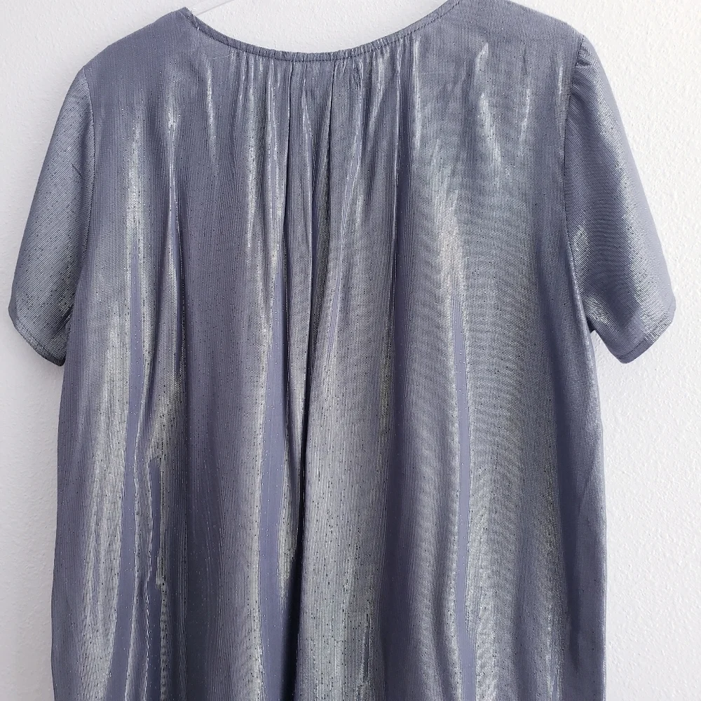 Anthroplogie Velvet By Spencer Graham Silver Shine Lightweight Blouse